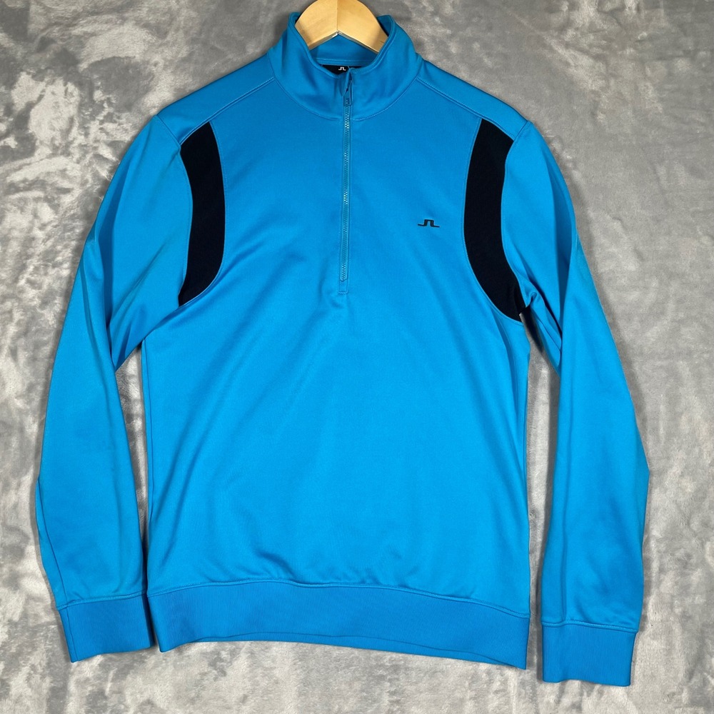 J.Lindeberg Mens Fox-TX Mid 1/4 Zip Golf Pullover Blue Medium SMJS01378